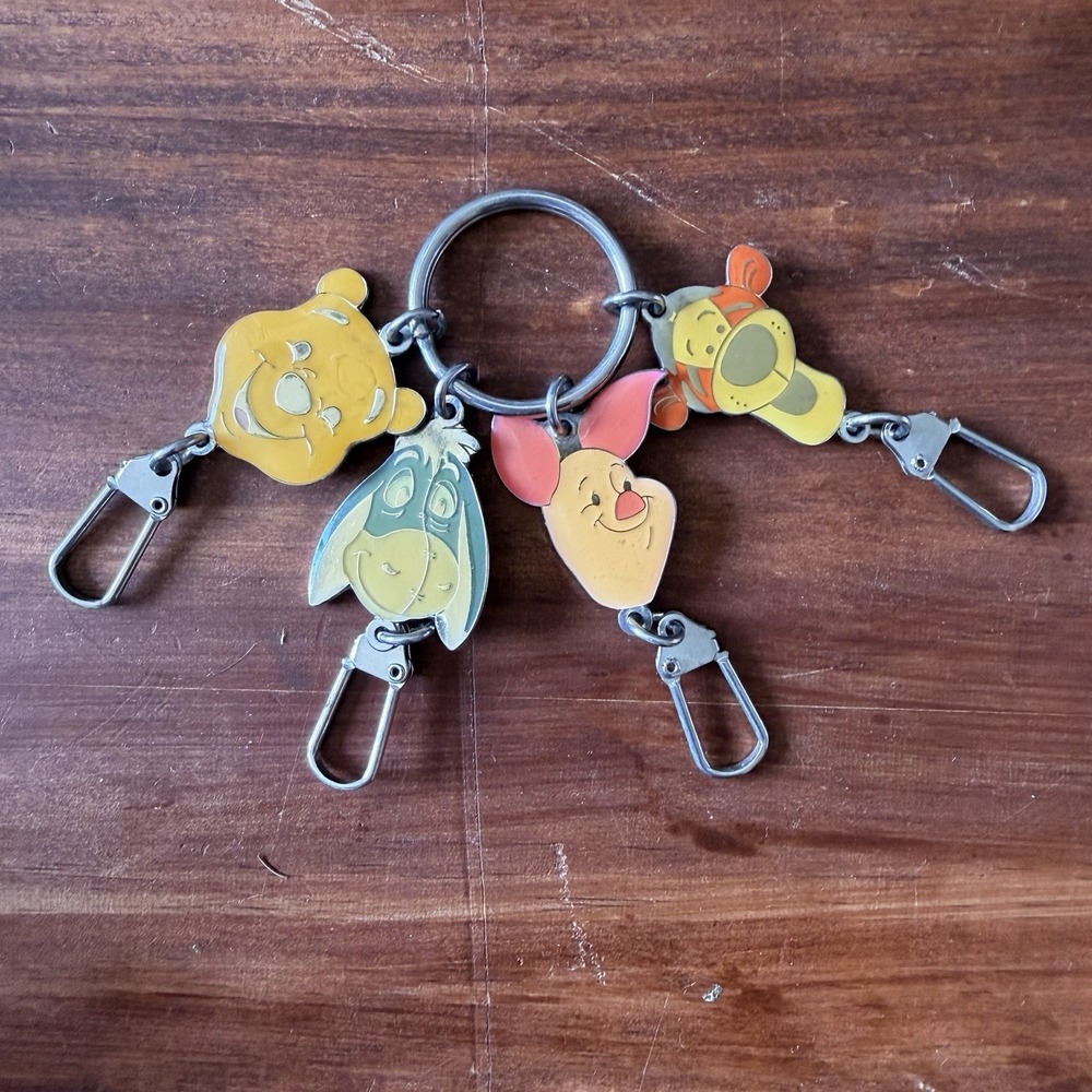 Vintage Disney Winnie the Pooh Eeyore, Piglet, & Tigger Charm Keychain.